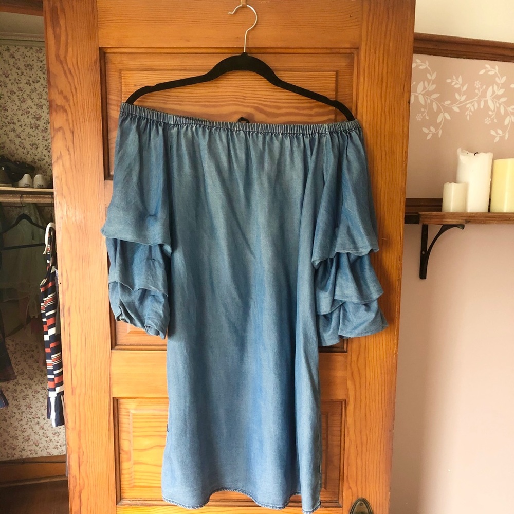 Statement Sleeve Denim Mini